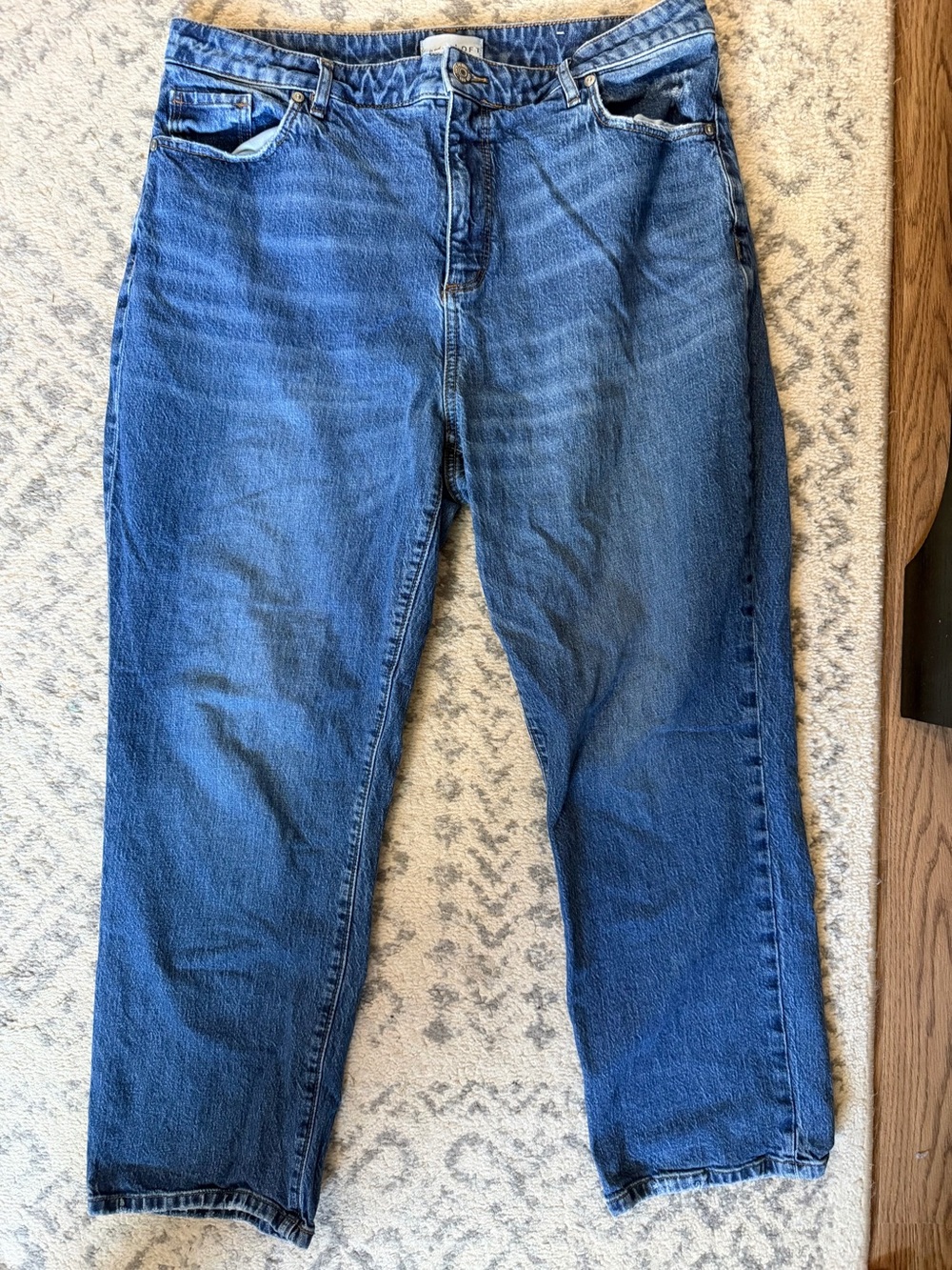 LOFT Women’s Classic Blue Denim Relaxed Fit Straight Leg Jeans size 14